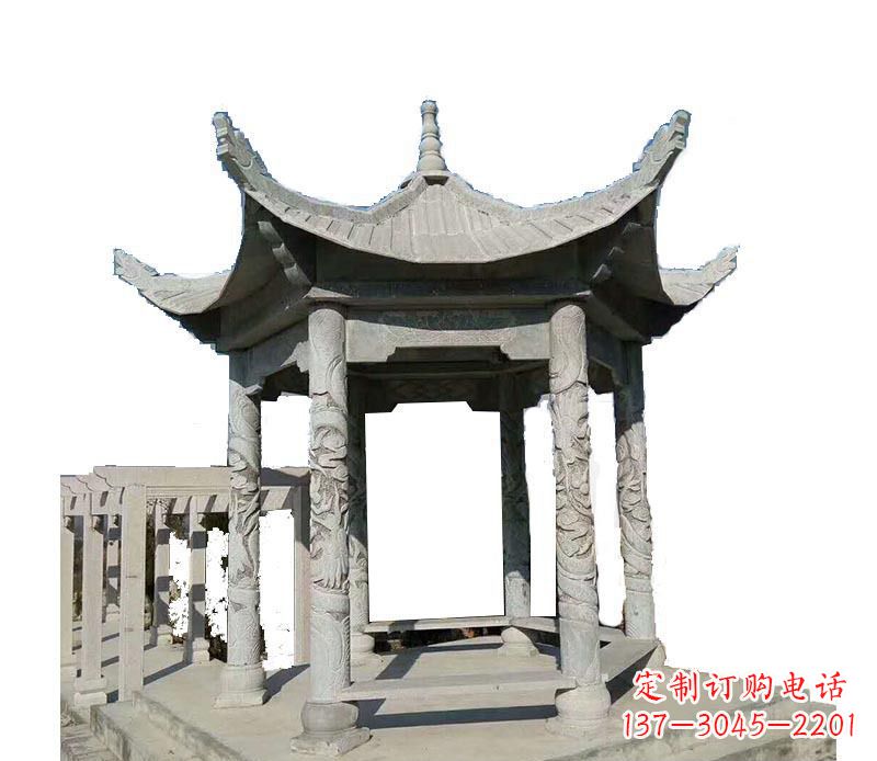 哈尔滨仿古六角凉亭石雕 (10)
