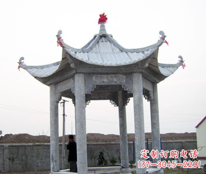 哈尔滨仿古六角石雕凉亭
