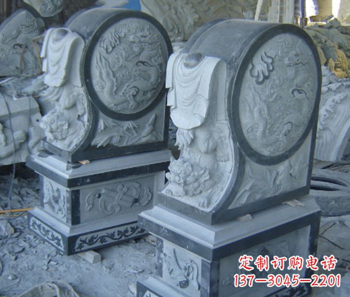 哈尔滨仿古石门墩招财抱鼓石