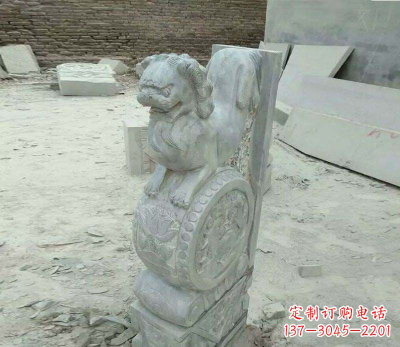 哈尔滨仿古石门墩招财抱鼓石石雕