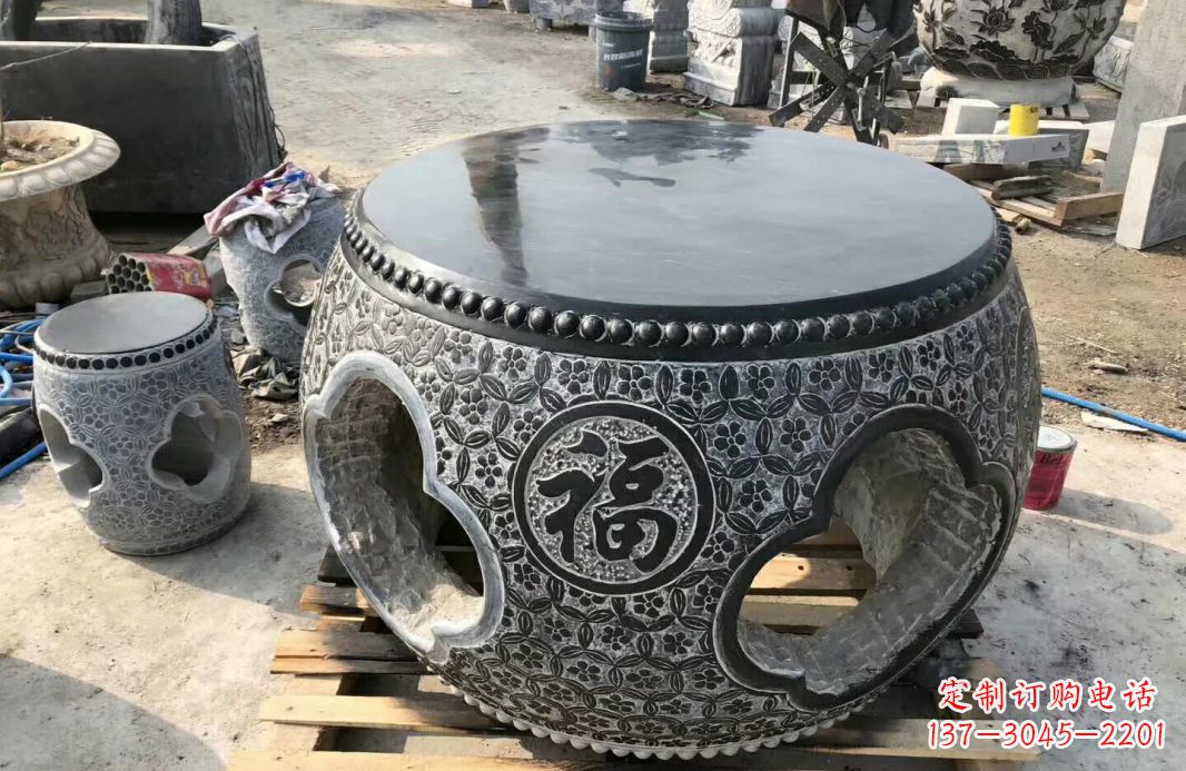 哈尔滨中领雕塑 | 精美仿古石桌凳雕塑
