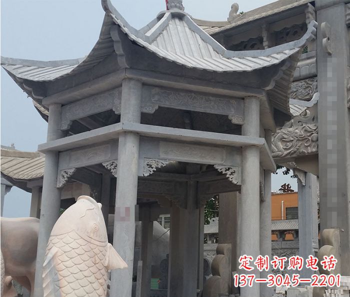 哈尔滨精美仿古双层石雕凉亭