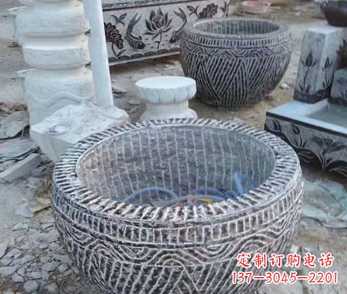 哈尔滨精美仿古石雕水缸