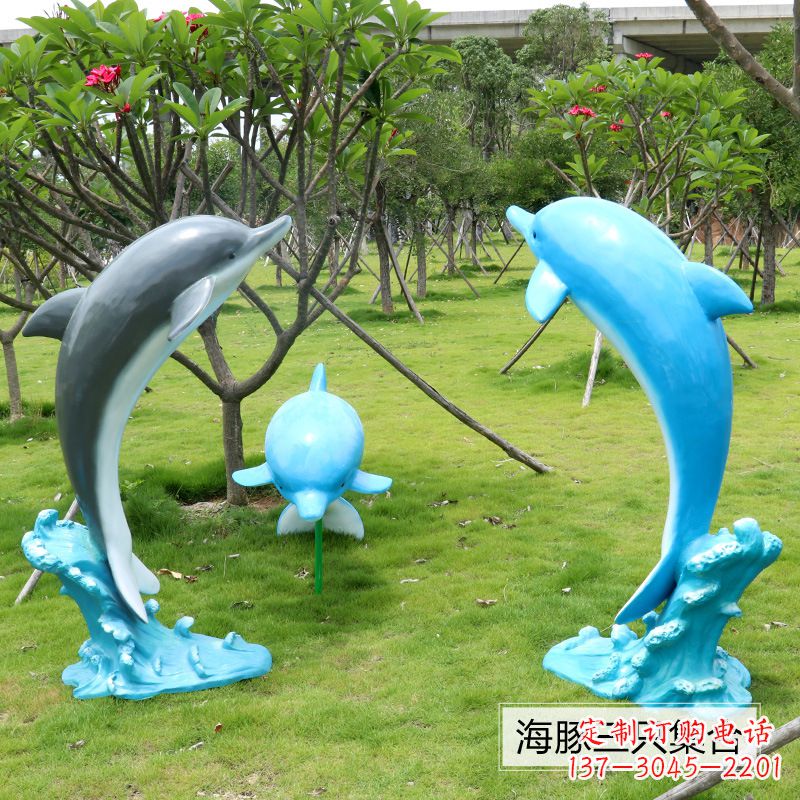 哈尔滨精致仿真玻璃钢海豚雕塑