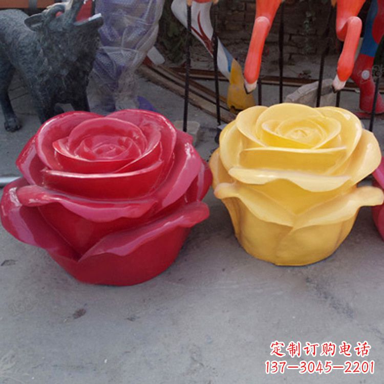 哈尔滨精美仿真玻璃钢玫瑰雕塑