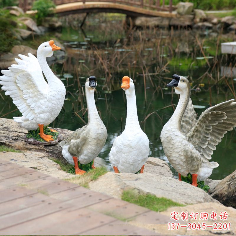 哈尔滨仿真大白鹅摆件花园庭院农场动物雕塑摆件