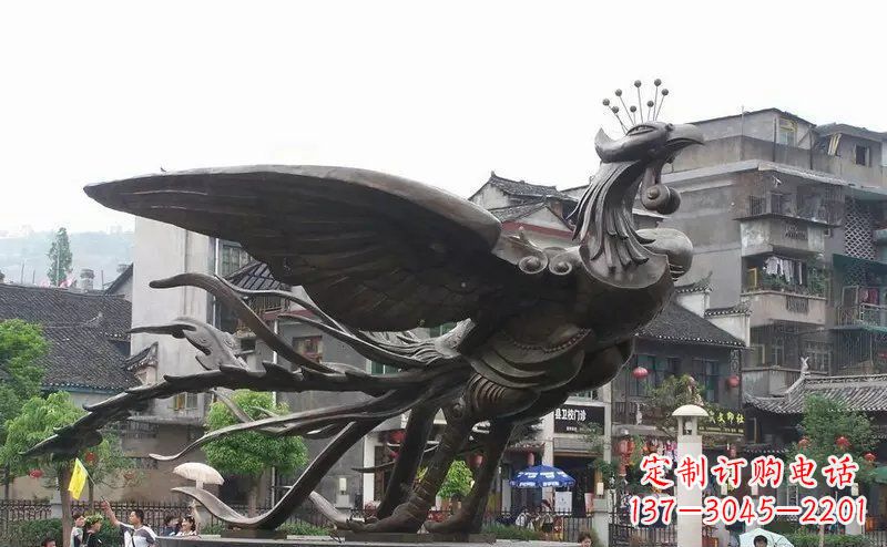 哈尔滨凤凰公园景观铜雕