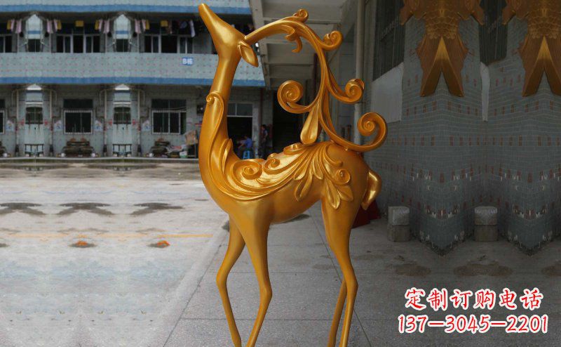 哈尔滨玻璃钢小鹿雕塑,装饰公园美景