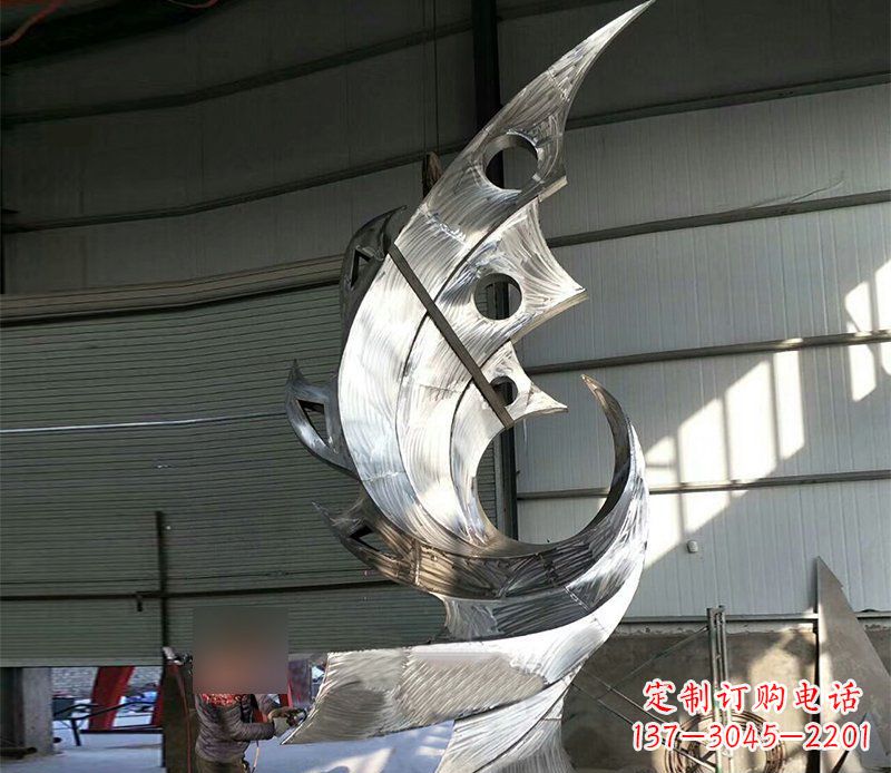 哈尔滨公园不锈钢抽象凤凰景观雕塑 (3)