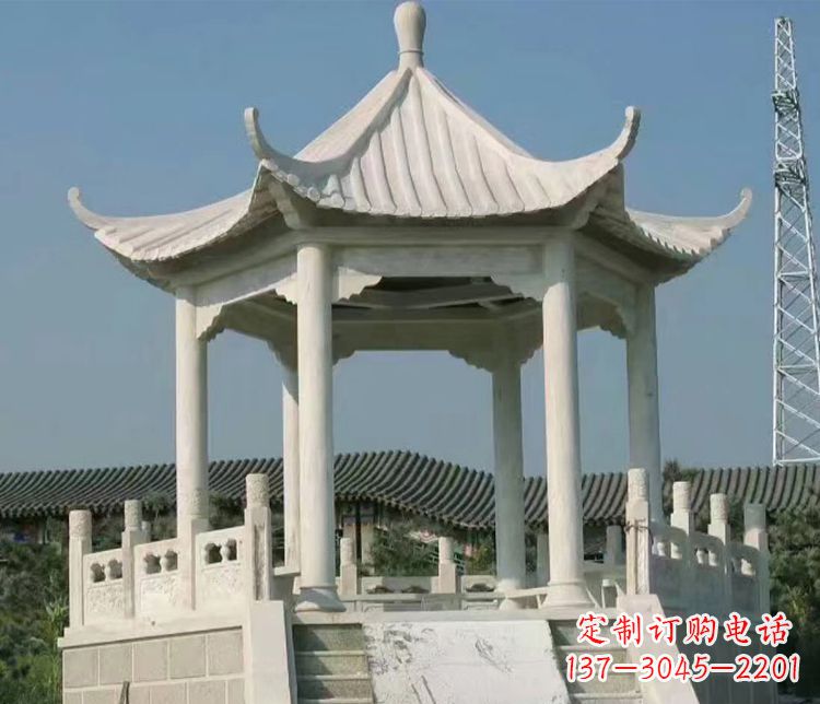 哈尔滨极具视觉冲击力的大理石六角石凉亭雕塑