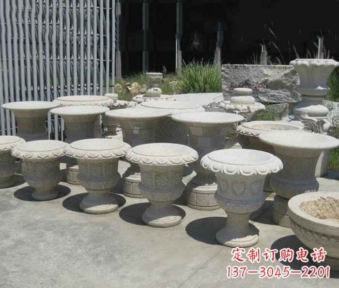 哈尔滨大理石花盆石雕艺术品