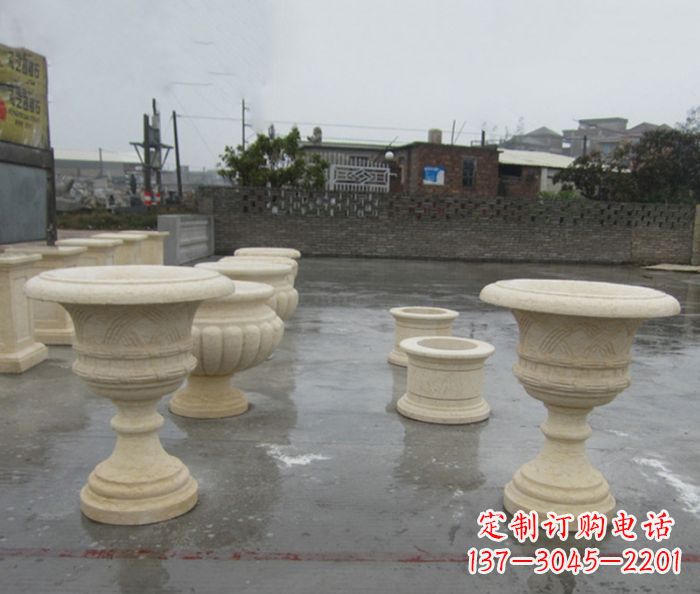 哈尔滨完美绽放——大理石花盆石雕