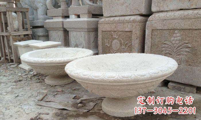 哈尔滨细腻雅致的大理石花盆石雕
