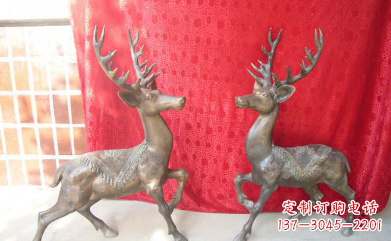 哈尔滨公园梅花鹿动物铜雕 (6)