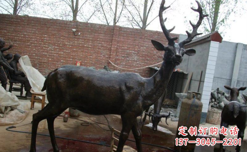 哈尔滨精美梅花鹿铜雕,施展艺术之美