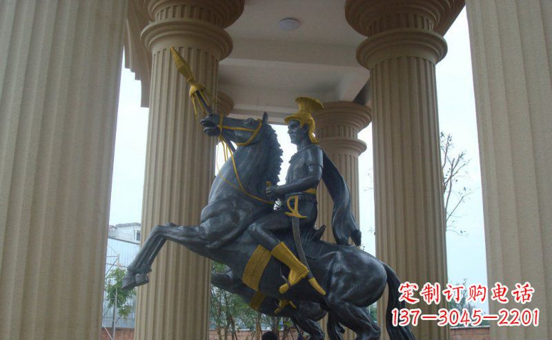哈尔滨公园骑马的罗马士兵人物铜雕
