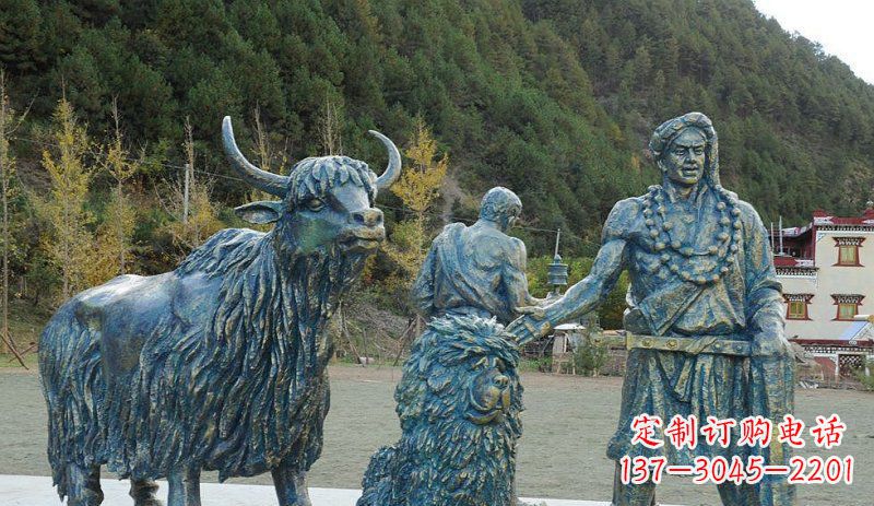 哈尔滨中领雕塑定制牦牛景观铜雕