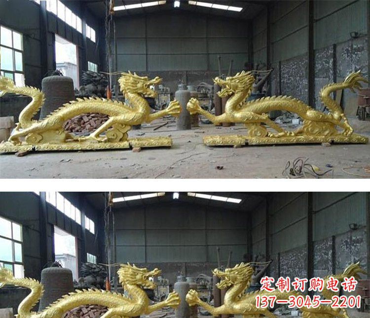 哈尔滨古典传统双龙戏珠铜雕塑