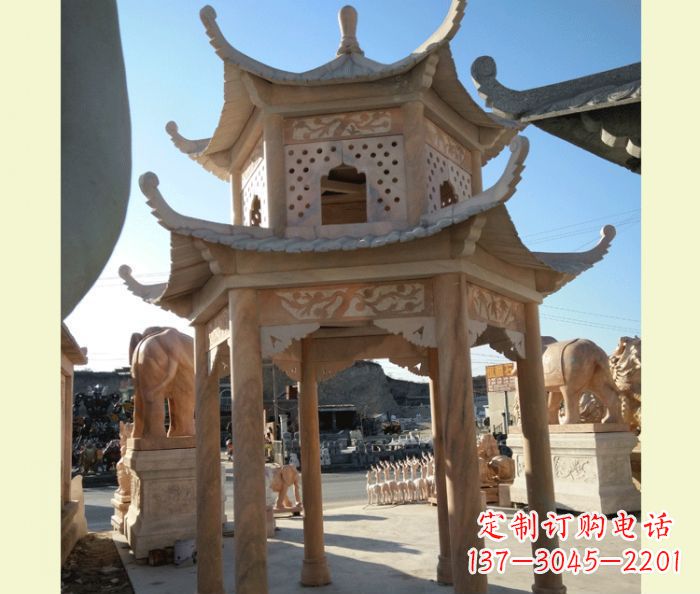 哈尔滨中式双层石雕凉亭