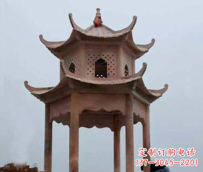 哈尔滨中领雕塑双层六角石雕凉亭