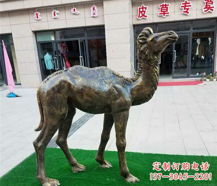 哈尔滨公园小骆驼动物铜雕 (2)