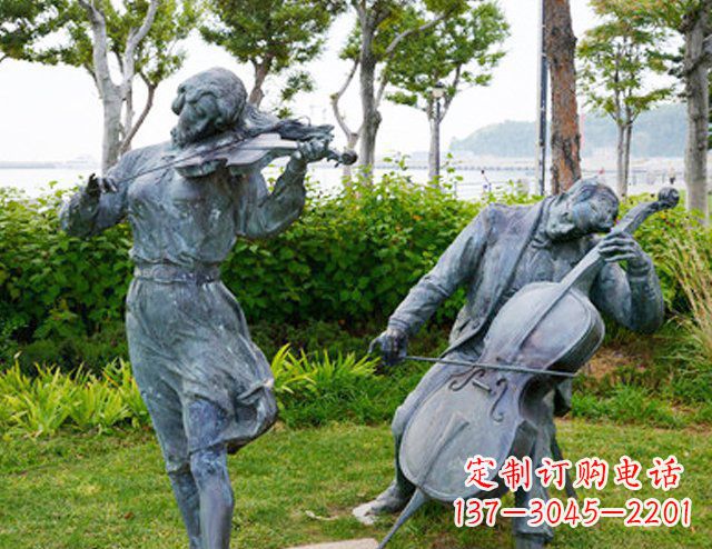 哈尔滨双面演奏大提琴&小提琴铜雕塑