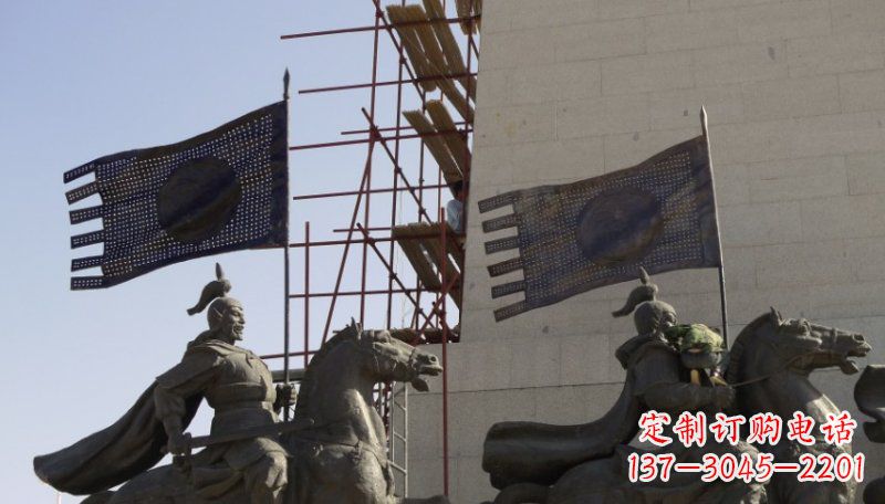 哈尔滨古代将军景区铜雕