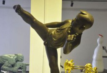 哈尔滨领雕塑男孩练功夫铜雕