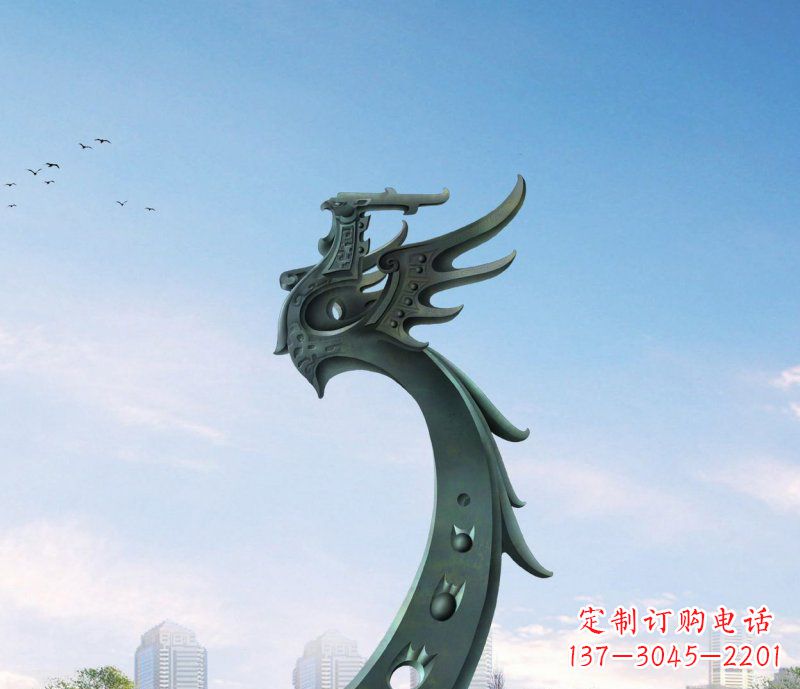哈尔滨中领雕塑|抽象凤凰不锈钢雕塑