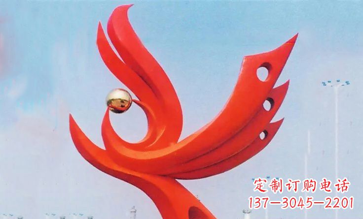 哈尔滨新中领雕塑-不锈钢抽象凤凰雕塑