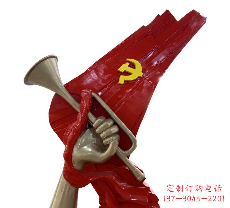哈尔滨广场不锈钢党旗军号雕塑