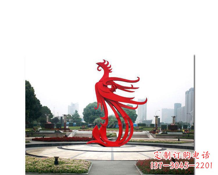 哈尔滨古韵雕塑:不锈钢飞翔凤凰雕塑