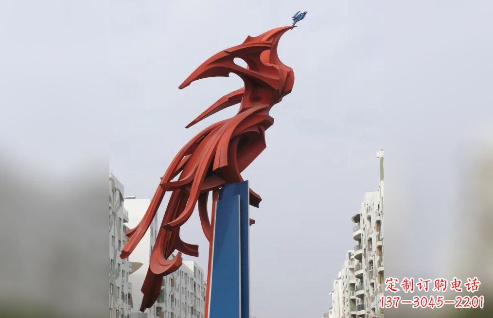 哈尔滨中领雕塑制作,精美不锈钢凤凰抽象雕塑