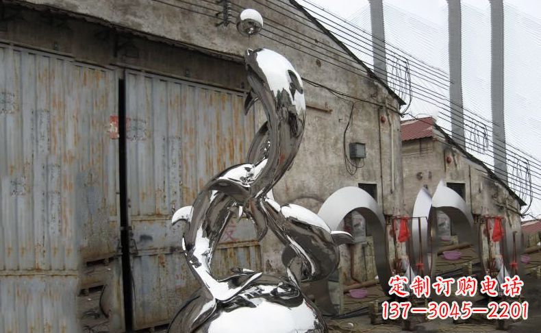 哈尔滨广场不锈钢海豚雕塑
