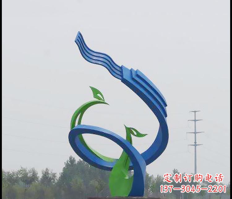哈尔滨广场彩色不锈钢抽象凤凰雕塑