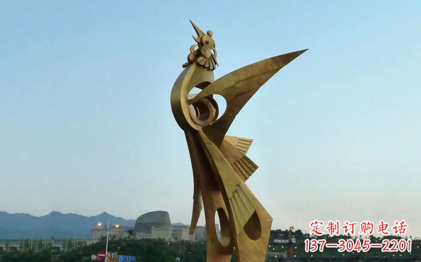 哈尔滨广场抽象不锈钢凤凰雕塑