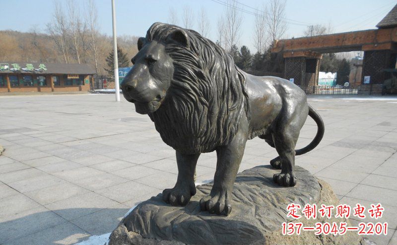 哈尔滨中领雕塑推出一款精美的华丽非洲狮铜雕,将…