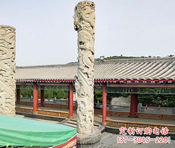 哈尔滨广场景观大理石龙柱石雕 (2)