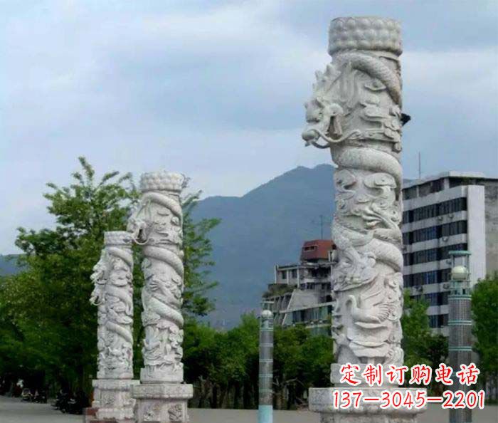 哈尔滨广场景观大理石龙柱石雕 (3)