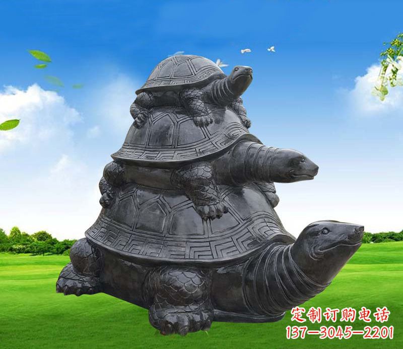 哈尔滨海龟母子石雕公园动物摆件