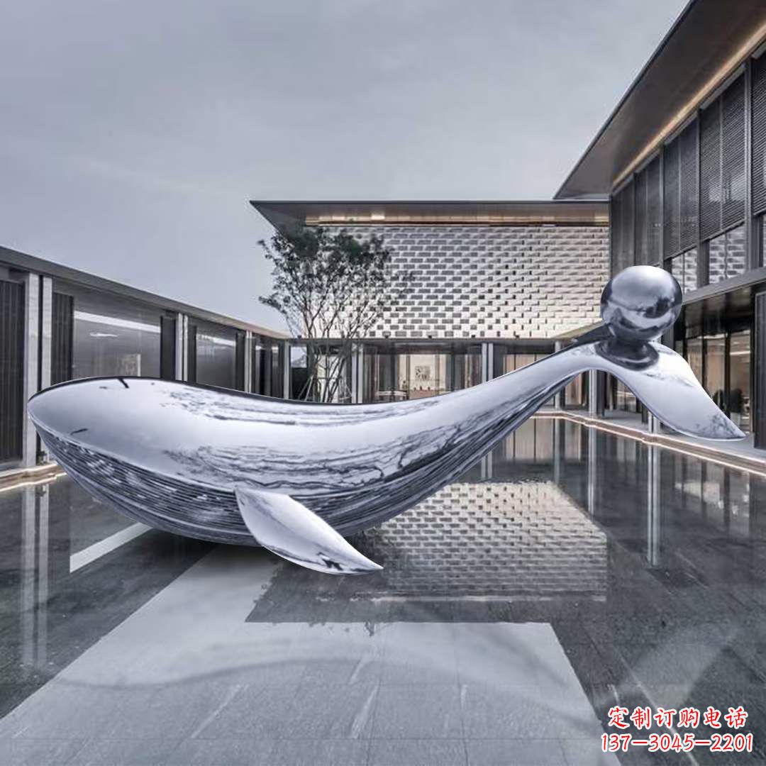 哈尔滨海豚不锈钢镜面雕塑,公园园林大型动物景观