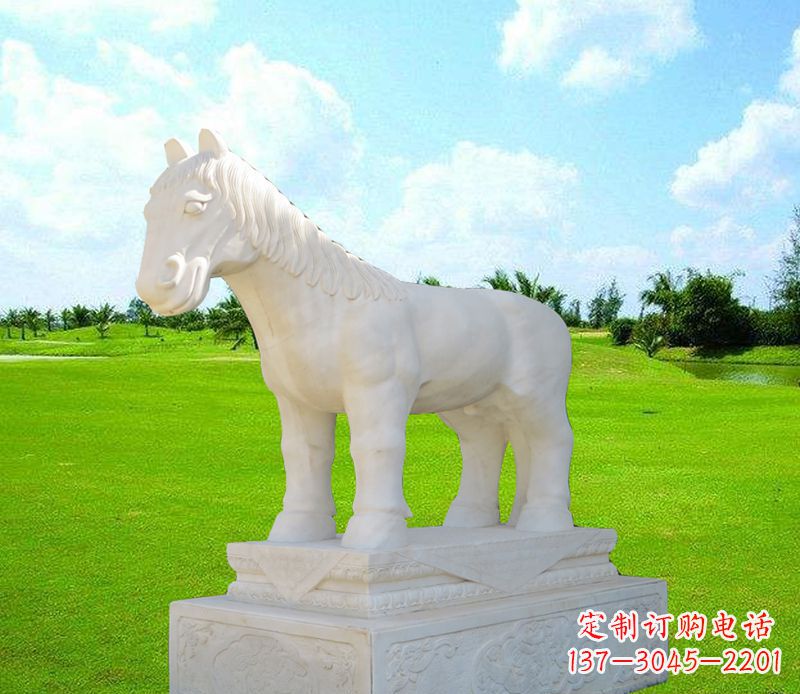 哈尔滨汉白玉马石精美动物雕塑