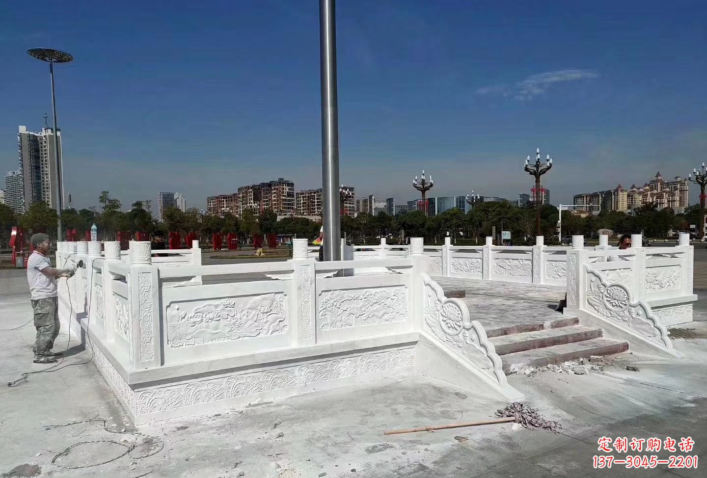 哈尔滨汉白玉升旗台 广场校园石雕栏板雕塑