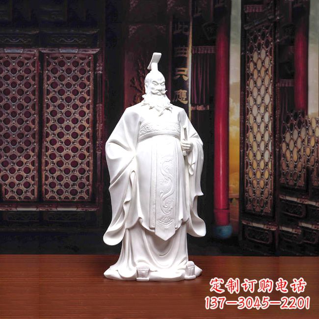哈尔滨汉白玉石雕刻，高贵内敛的汉武帝刘彻汉雕像