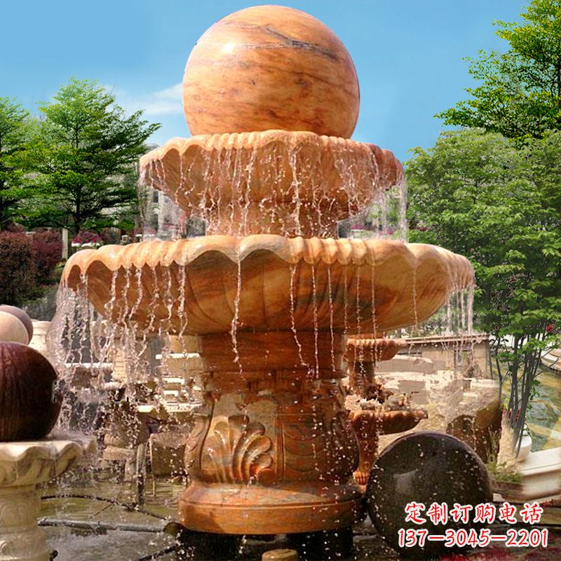 哈尔滨花岗岩石雕喷泉风水球
