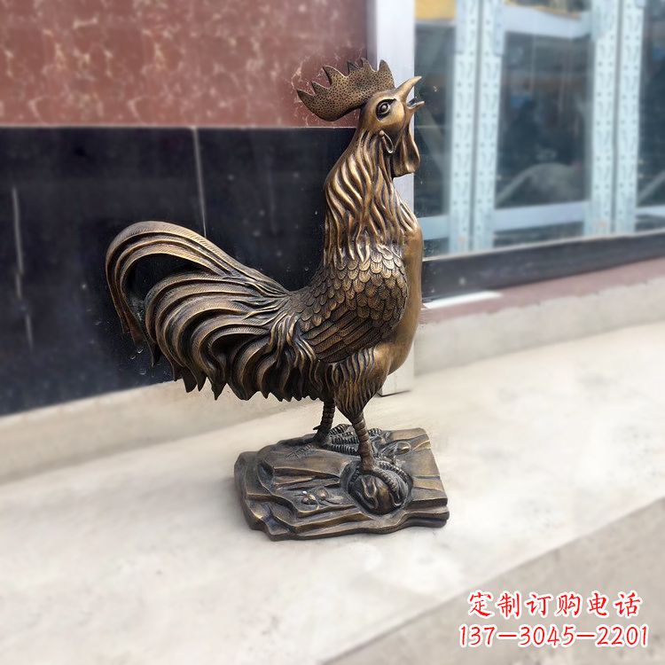 哈尔滨金鸡报晓生肖动物纯铸铜雕塑
