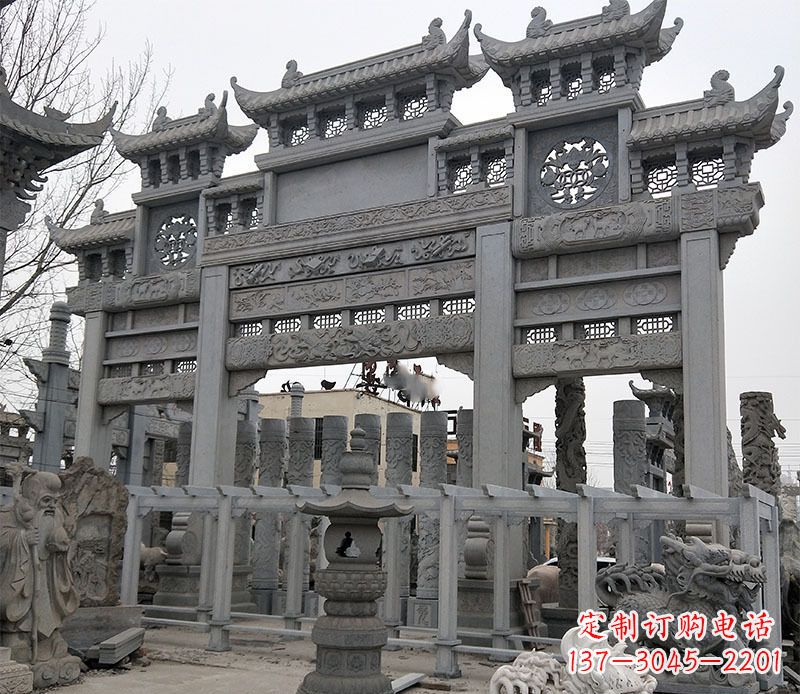 哈尔滨京中领雕塑:牌坊石雕定制