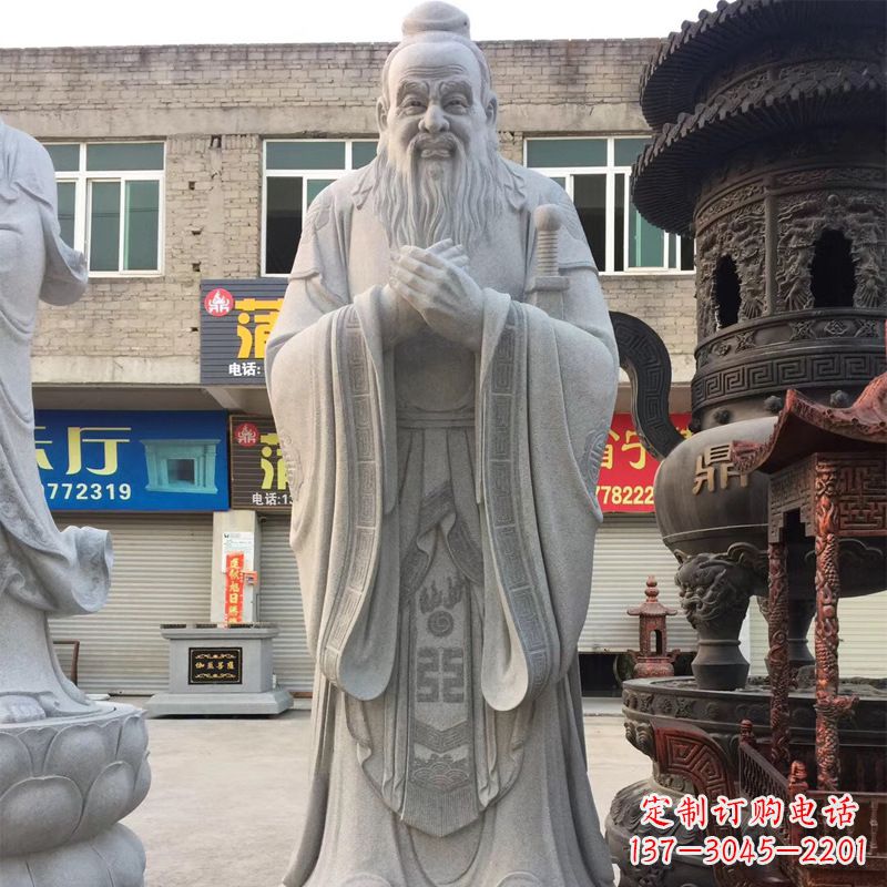 哈尔滨传承古典,精美绝伦的孔子石雕头像