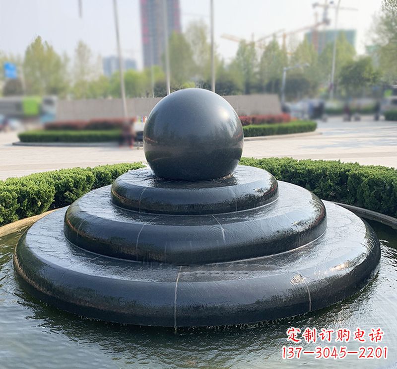 哈尔滨临沂石雕风水球喷泉,雕塑定制专属于您