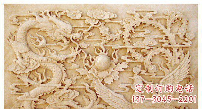 哈尔滨精美龙凤戏珠公园景观石浮雕